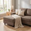 Canapé modulaire en U 98,8 po en velours côtelé, canapé 4 places à assise profonde avec 2 repose-pieds mobiles, mobilier rembourré brun pour le salon-130157097