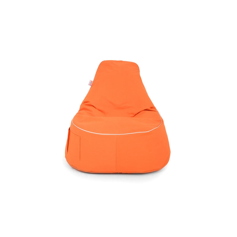 Fauteuil à billes de luxe orange, 31,5 po x 29,5 po x 11,8 po | 100% polyester et tissu imperméable, rempli de mousse de billes de styromousse recyclée | Housse zippée amovible, parfaite pour le salon et les espaces de détente