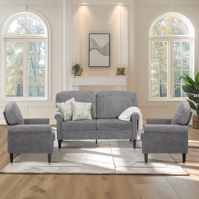 Four-Seater Solid Wood Sofa With  Linen Fabric