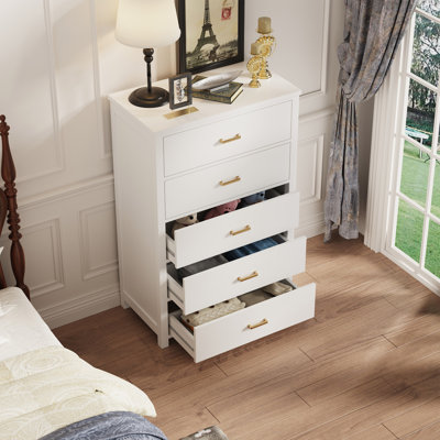 Commode 5 tiroirs en bois massif