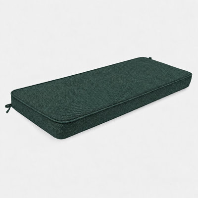Coussin de banc sur mesure de 10 cm d'épaisseur pour intérieur et extérieur, avec revêtement imitation lin, mousse haute résilience, dessous antidérapant et passepoil simple.