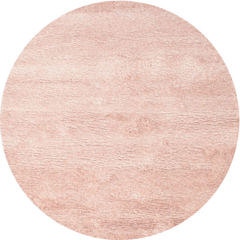 Tapis contemporain rose clair, Rond 7 pi