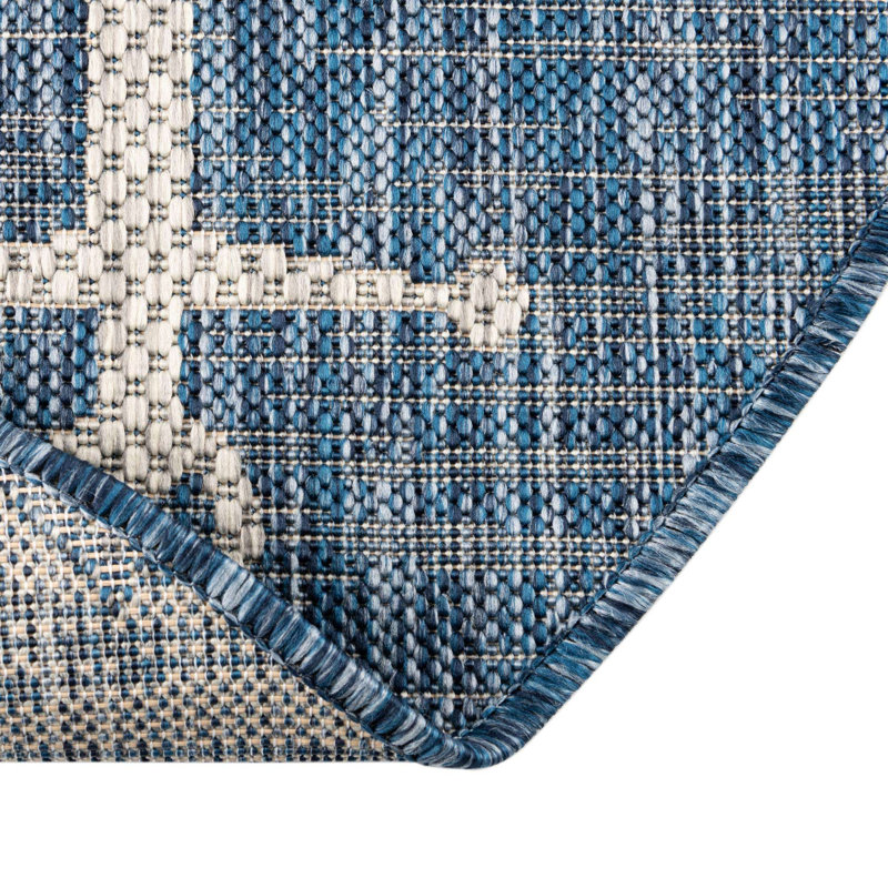 Glidden Blue Indoor/Outdoor Rug, Round 12'