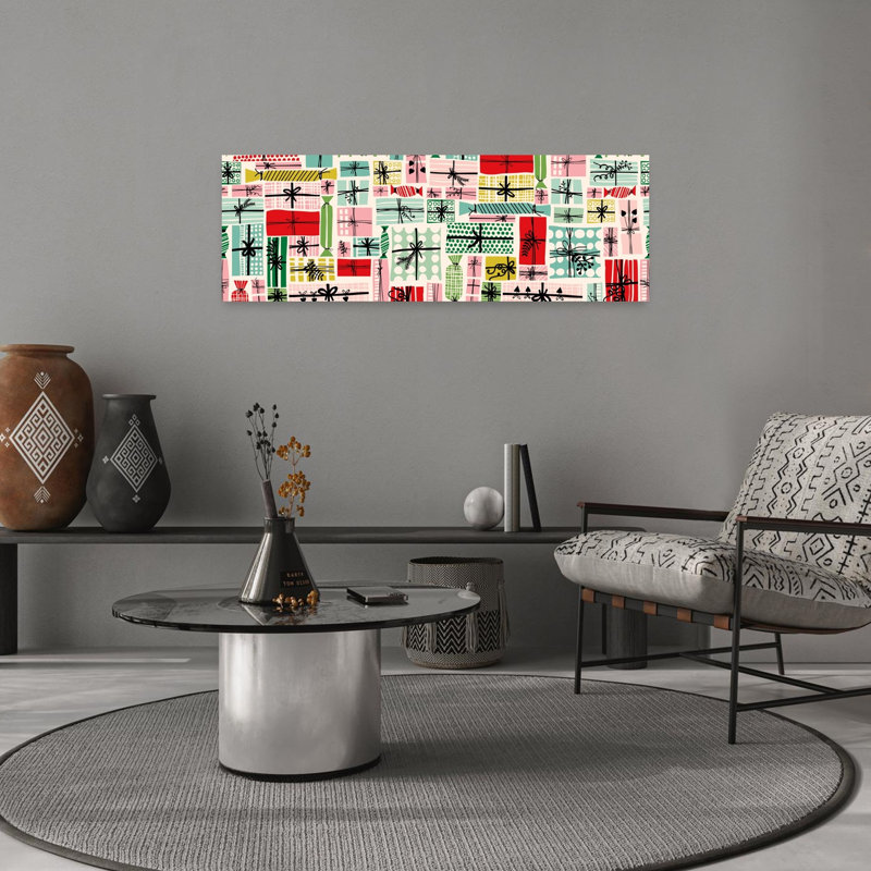 Retro Holiday Gift Boxes by Annick - Wrapped Canvas Panoramic Print, 30.48 cm H x 91.44 cm W