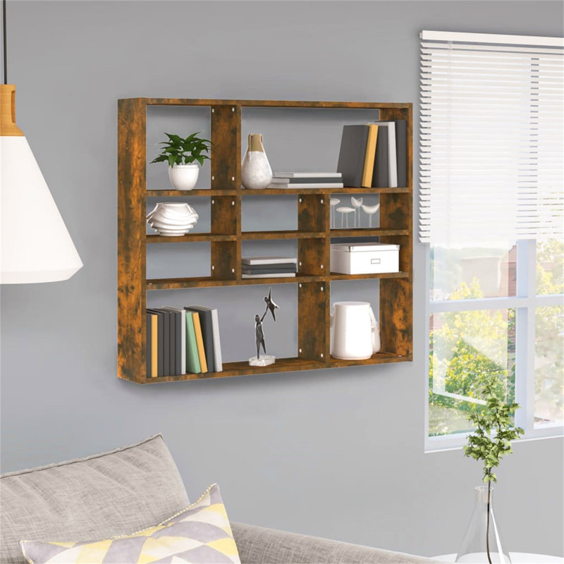 Ramus 10 Piece Wood Accent Shelf, Smoked Oak