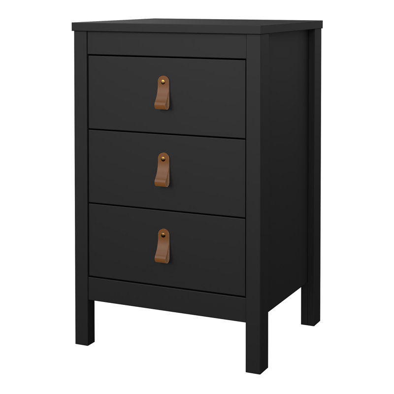 Ameiya 43.8cm W Manufactured Wood Bedside Table, Black