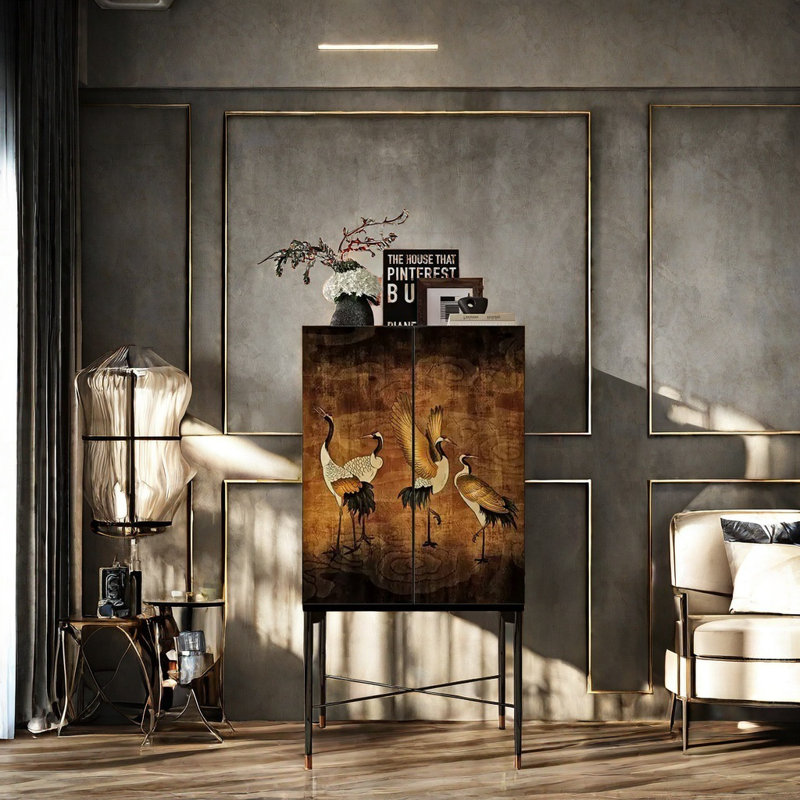 Painted Crane Bookcase