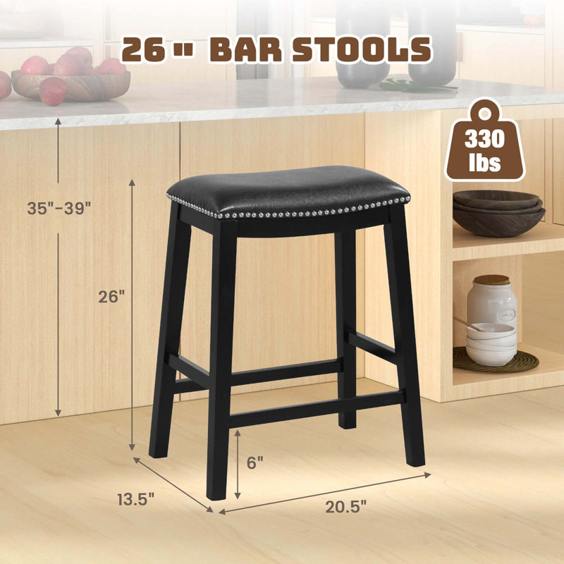 Tabouret de comptoir 26 po Nicala, Noir, Noir