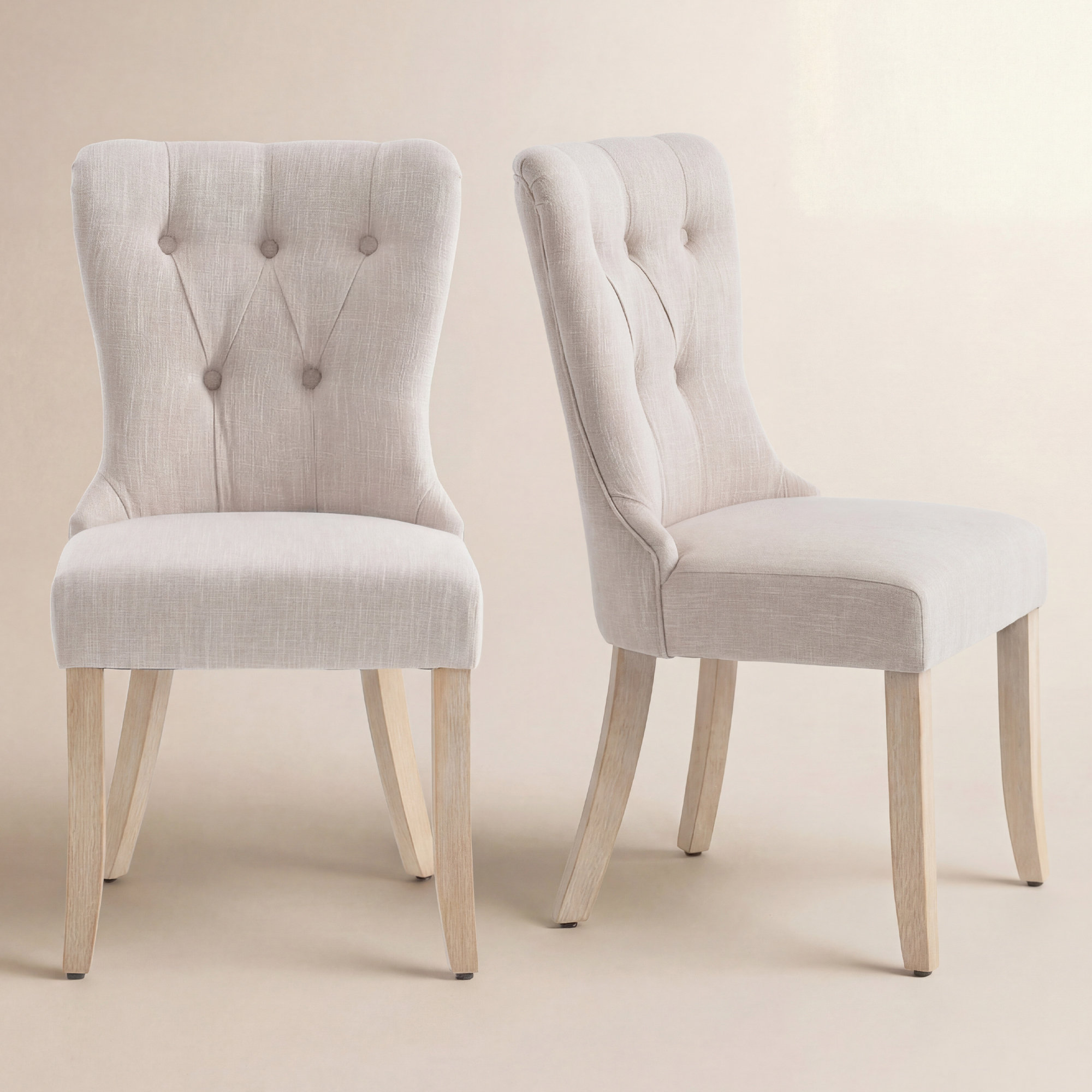 Dutton Upholstered Dining Chair, Light Beige Polyester Blend