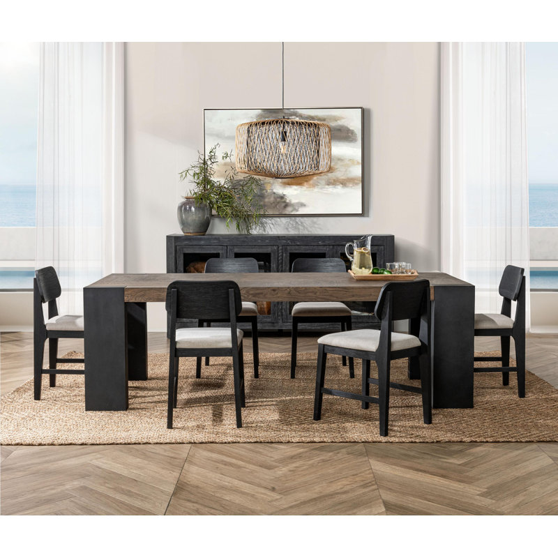 Deaven 7-piece Wood Dining Table Set, 7 Pieces: Table, 6 Chairs
