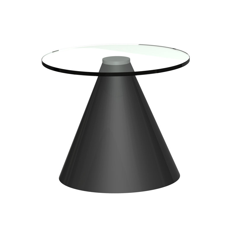 Bedminster Glass Top Pedestal End Table, Black