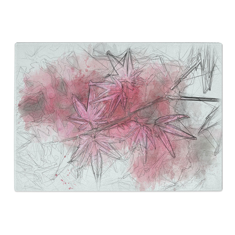 Japanese Maple Tree Sketch Chopping Board, 0.4cm H x 28.5cm W x 39cm L