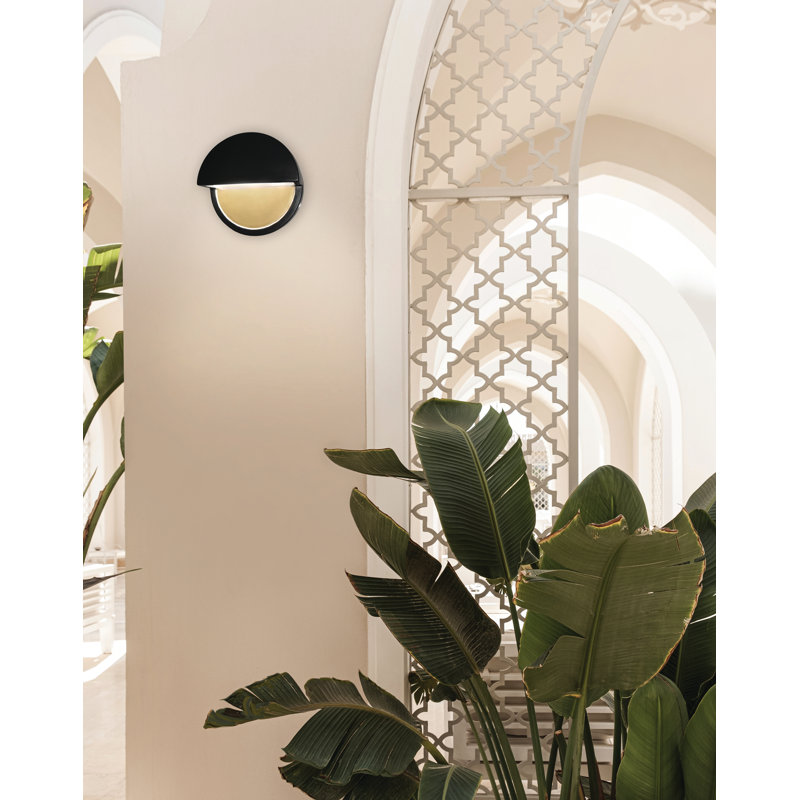 Applique murale à intensité variable 1 lumière DEL Caeli, Noir charbon mat avec intérieur or champagne