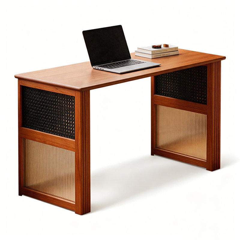 Bureau rectangulaire en bois massif cerisier, 29.53" H x 62.99" W x 25.59" D