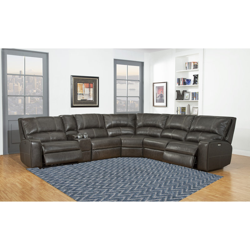 Mikey Upholstered Power Reclining Curved Sectional Symmetrical, Twilight