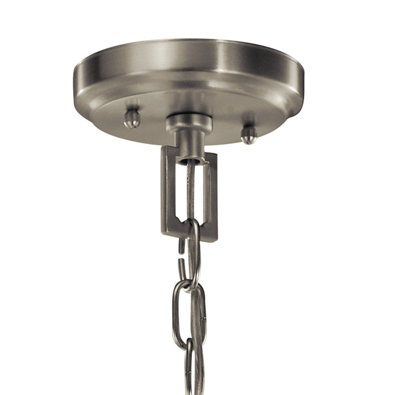 4 - Light Lantern Geometric Chandelier, Brushed Nickel