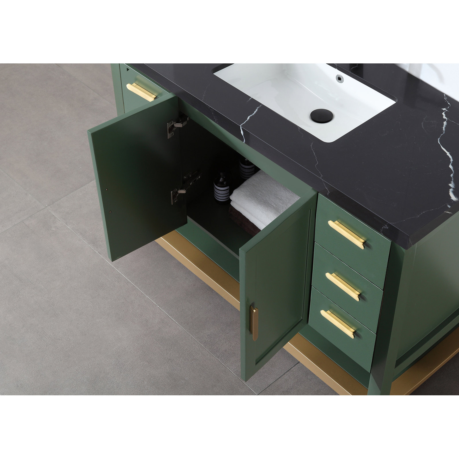 Willard 48" Single Bathroom Vanity, Forest Green, Black