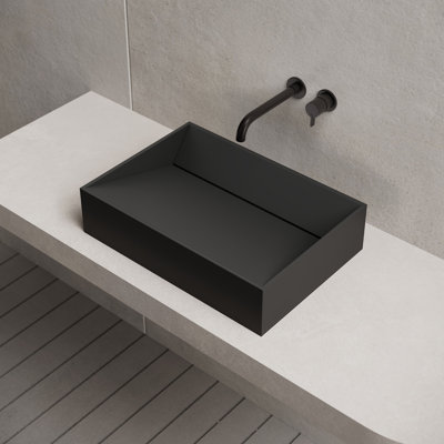 Monblari 18" X 14" Rectangle Solid Surface Matte Black Vessel Sink