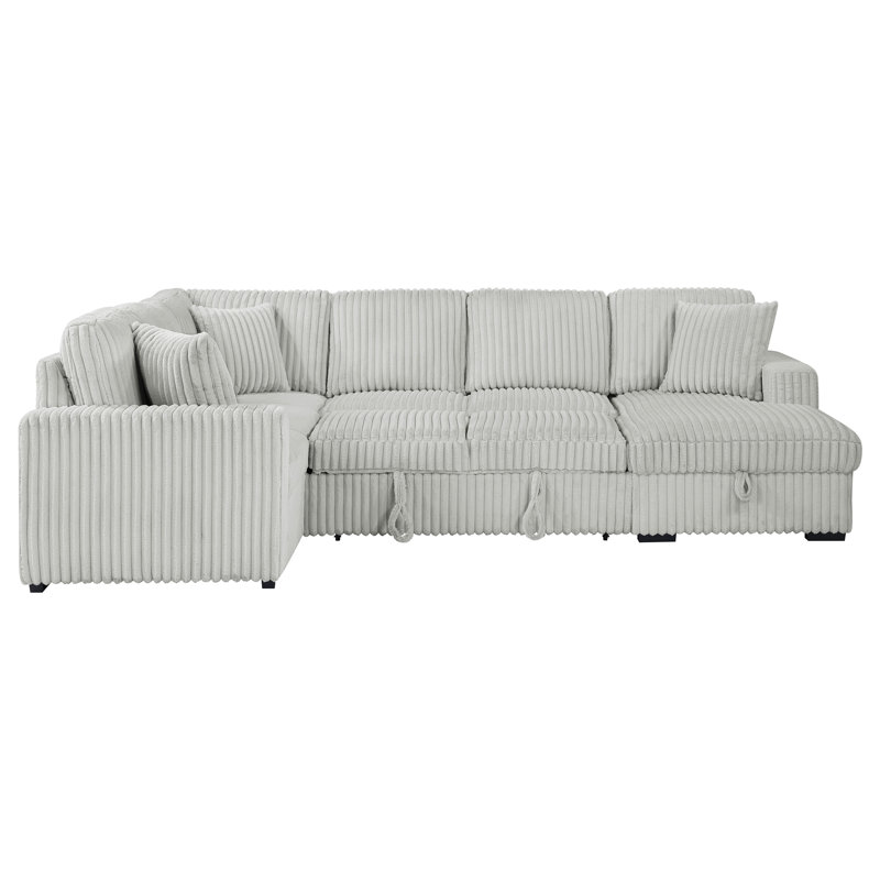Macauley Sleeper Sectional, Gray Corduroy