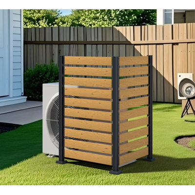 78’’W Outdoor Privacy Screen Fence Panel, Wood Air Conditioner Fence for Hard Ground & Soft Ground, 2 Panel Set, 4 Sides Connection by Veikous