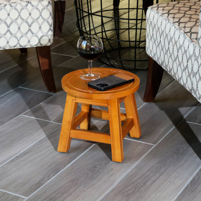 Grand tabouret décoratif en bois d'hévéa