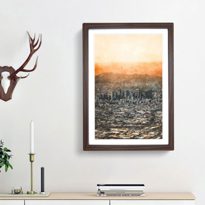 High over the Los Angeles Skyline - Picture Frame Painting Print