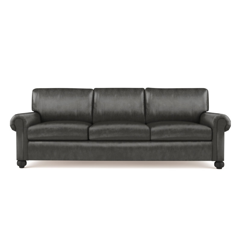 Canapé Leroy, H 36 po x l 84 po x P 49 po, Cuir rétro graphite, Ébène