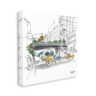 «City Taxi Underpass Urban Architecture Watercolor» par Mark Higden - impression d'art graphique