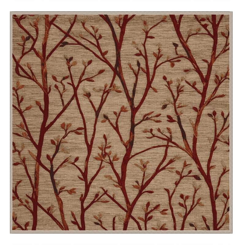 Tapis botanique beige lavable à la machine, Carré 5 pi