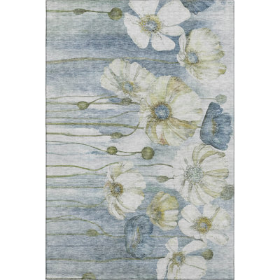 Premium Machine Washable Prisco Blue Rug