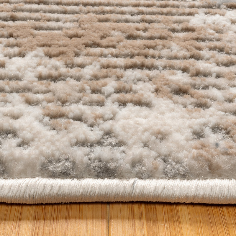  Quattro Paola Beige/Gray/Taupe Modern Abstract High-Low Area Rug, Rectangle 8'9" x 13'1"