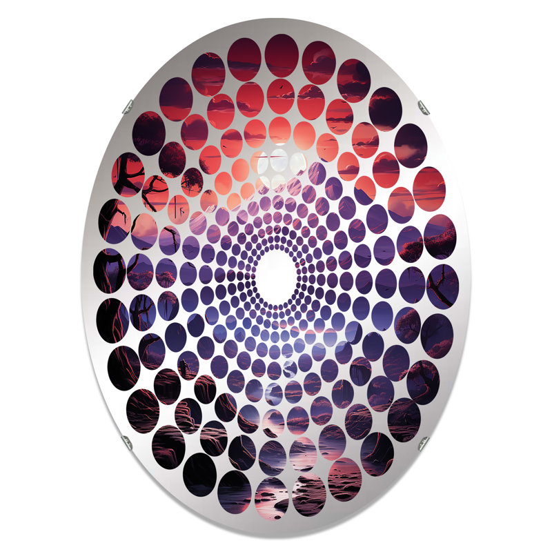 Volcano Twilight I - Miroir décoratif à pois radiaux | Ovale, 29,5 po x 19,6 po