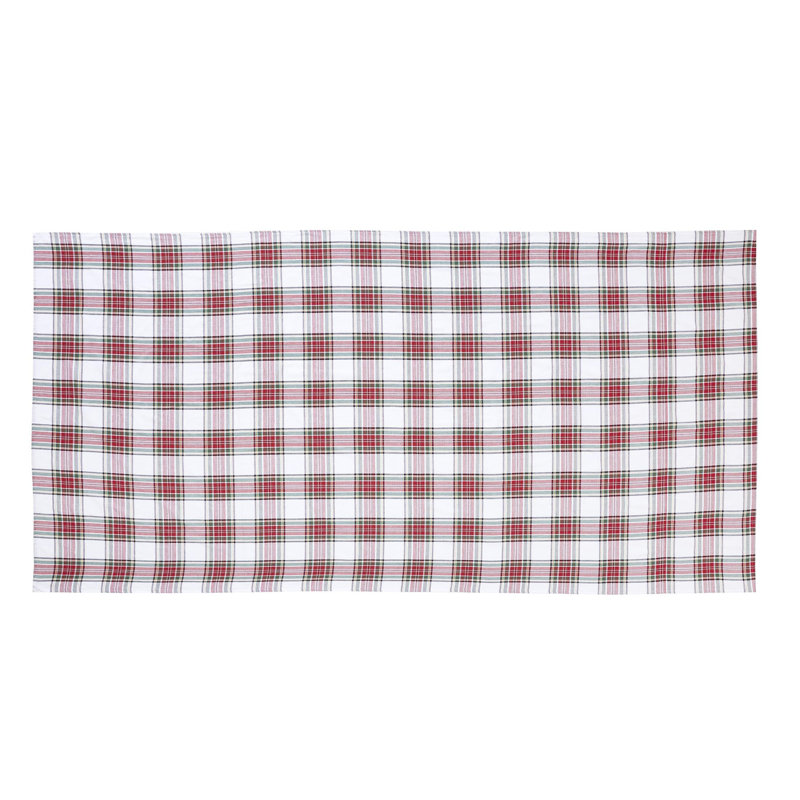Kate Aurora Tis The Season Plaid Gingham Tartan 100% Cotton Classic Christmas Tablecloth-60"W, 120" Rectangle