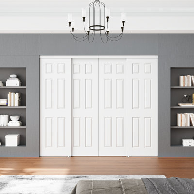 96"x 80" White Interior Sliding Door For Pantry & Closet With Full Hardware Kit