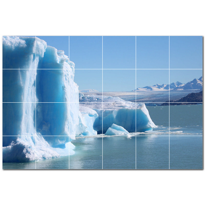 Glacier Photo 8'' x 8'' Satin Ceramic Decorative Mural