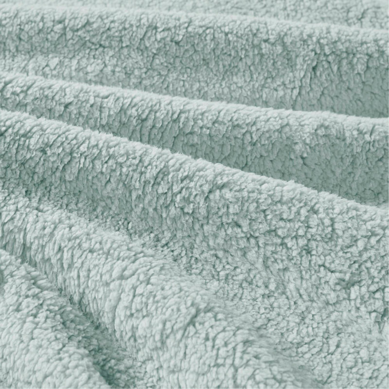 Ensemble d'édredon réversible en sherpa 3 pièces, Turquoise, Édredon double / grand et 2 taies décoratives