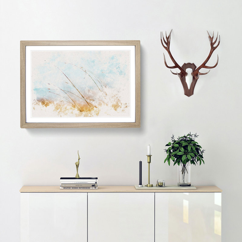 Blades of Grass - Picture Frame Graphic Art Print, 62cm H x 87cm W x 2cm D, Oak Framed