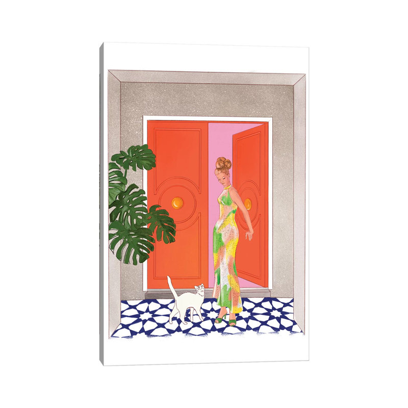 Porte rouge par Rose Morrison - impression, Toile tendue, H 18 po x l 12 po x P 0,75 po