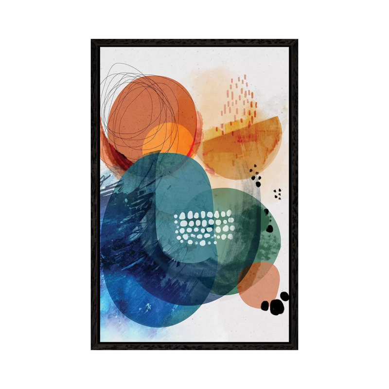 Ocean Rock - Painting on Canvas, 66.04cm H x 45.72cm W x 3.81cm D, Black Floater Framed