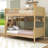 Twin Over Twin Wood Bunk Bed With Storage Shelves And Ladder-587765312