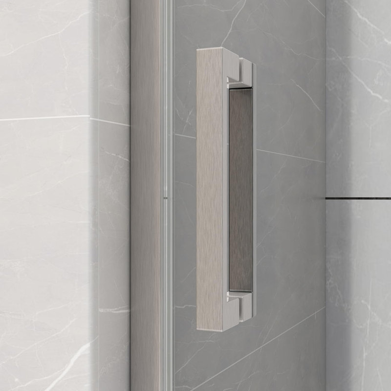 Ivory 48" W X 76" H Single Sliding Frameless Shower Door, Brushed Nickel