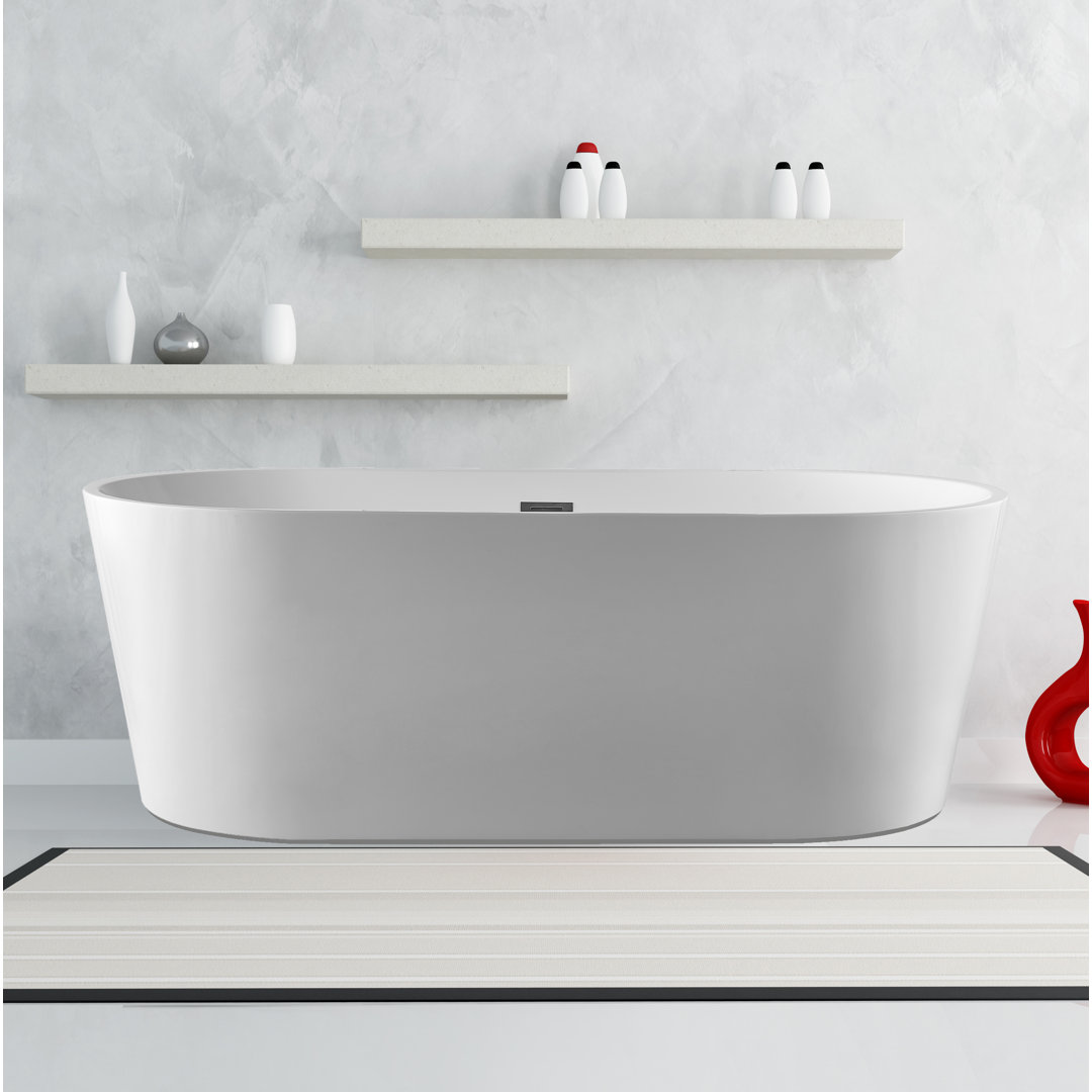 BT 58.87'' x 29.5'' Freestanding Soaking Acrylic Bathtub KartonRepublic
