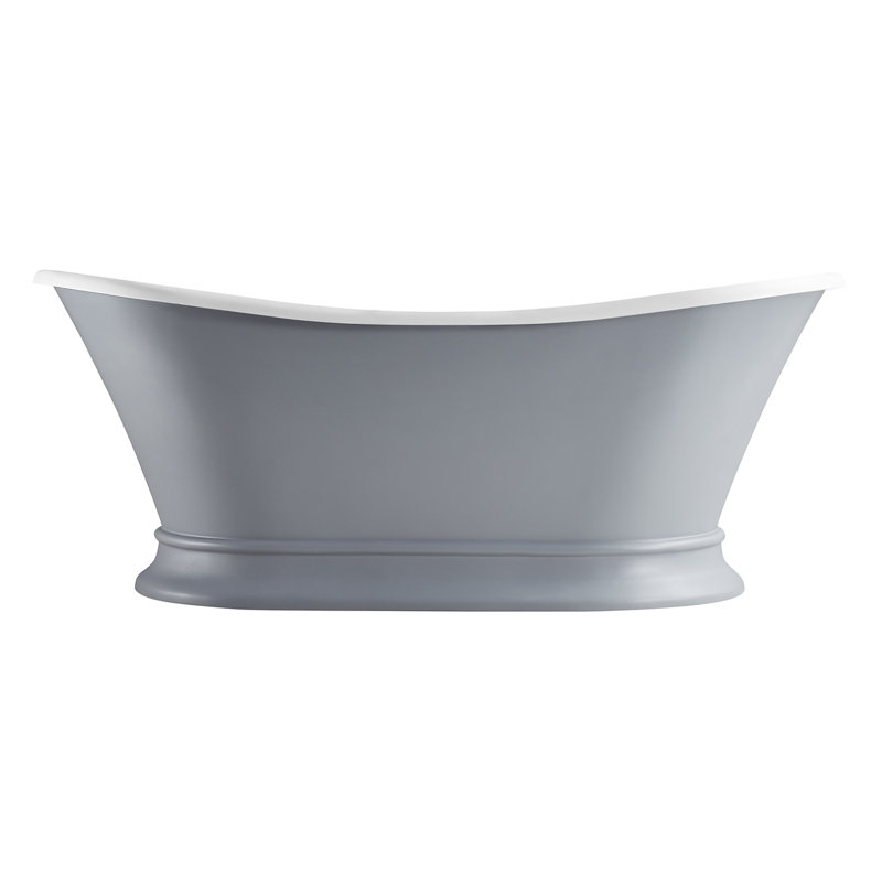 Kingston Brass Arcticstone 68-Inch Solid Surface Oval Double Slipper Pedestal Tub with Drain (No Faucet Drillings)