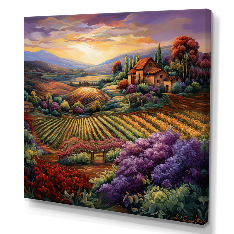 Vineyard Charm Vivid, impression sur toile, Toile tendue, H 36 po x l 36 po
