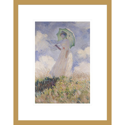 «Femme avec parasol tourné vers la gauche» par Claude Monet, impression giclée encadrée