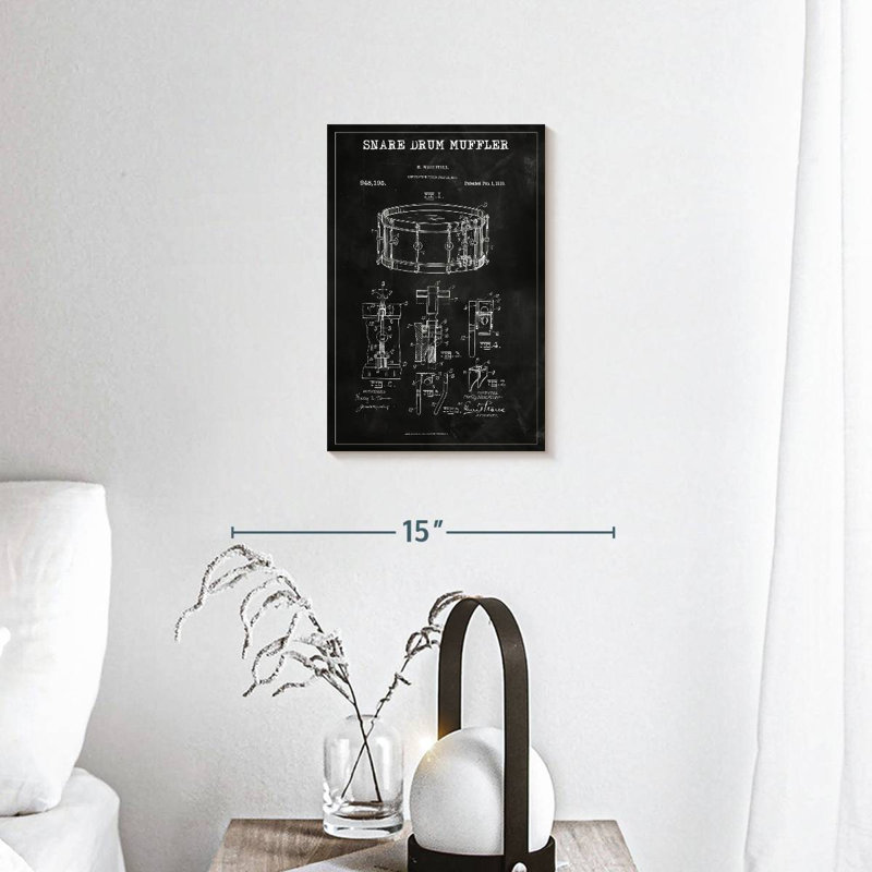 «Snare Drum Muffler», brevet sur toile, H 8 po x l 12 po x P 1 po