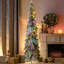 Arbre de Noël artificiel de 6 pi avec 6 40 pieds de branches floquées par la neige, 250 lumières DEL blanches ou colorées, forme de Downswept-1203491971