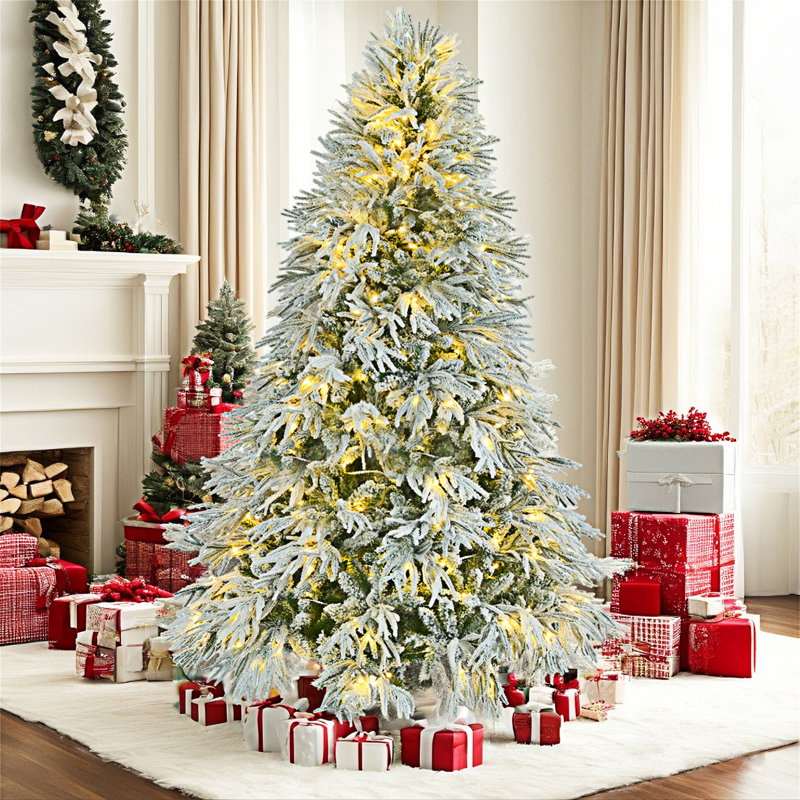 Arbre de Noël pré-éclairé enneigé, 6'