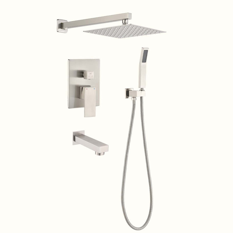 Système de douche complet avec valve brute, Nickel brossé