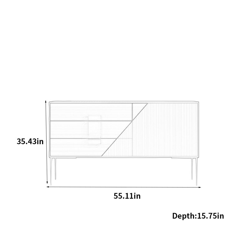 Armoire d'entrée de style italien de luxe, Or / noir / gris, 35.43" H x 55.11" W x 15.75" D